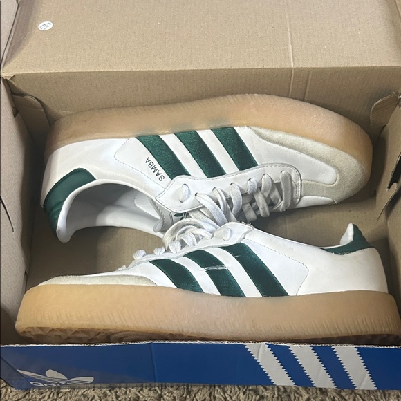 adidas Sambae White and Green Sneakers - Picture 9 of 9